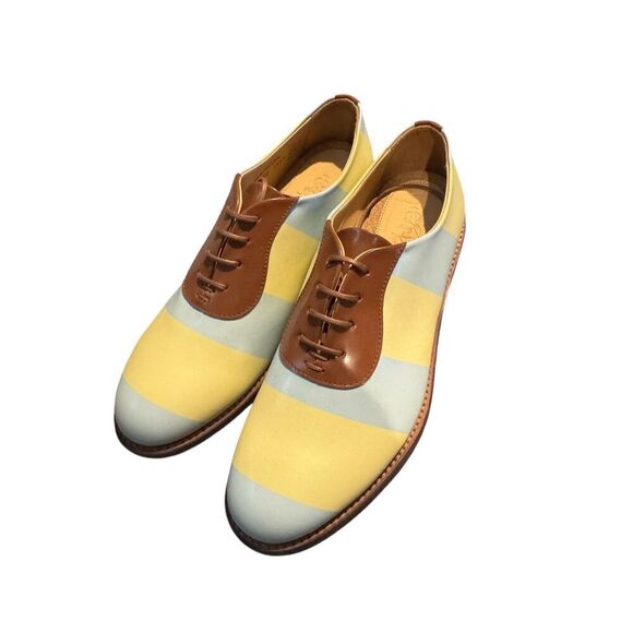 The Office Of Angela Scott Mr Smith yellow blue stripe Oxford size 37.5 7.5 - Picture 2 of 6